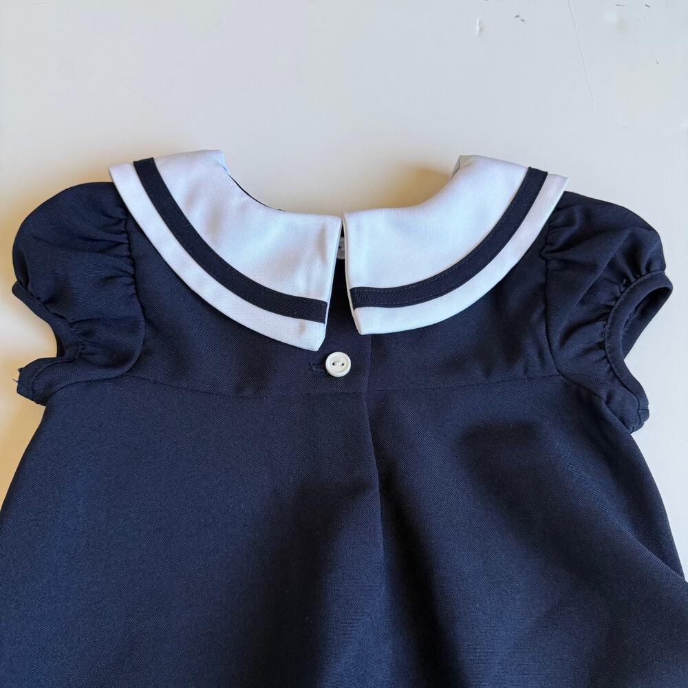 Bonnie Jean Nautical Sailor Dress Navy Baby Girls 18 Months - Picture 10 of 11